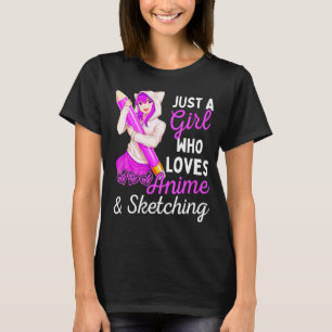 Camiseta Chica Sólo un Chica que ama y esboza dibujos