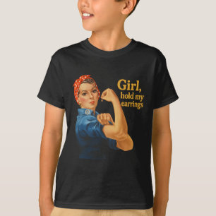 Camiseta Chica sostén mis aretes Anti Trump Rosie la remach