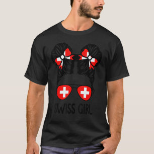 Camiseta Chica suizo Messy Hair Suiza Orgullo Patriótico
