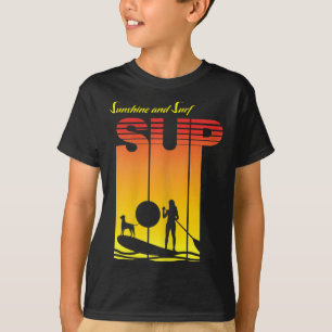 Camiseta Chica Sup Perro Stand Up Paddle Tabla Remo Atardec