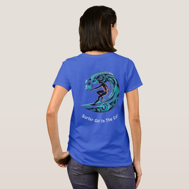 Camiseta Chica Surfer En El Curl (Reverso completo)