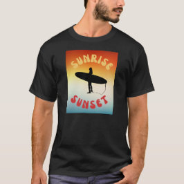 Camiseta Chica surfista de la puesta de sol de la salida de