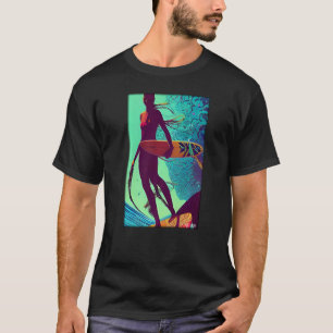 Camiseta Chica surfista Mujer Tabla de surf Olas Mar Vacaci
