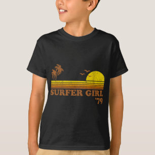 Camiseta Chica surfista vintage playa puesta de sol retro s