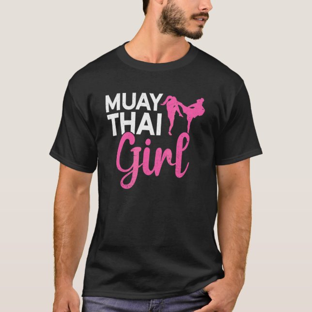 Camiseta Chica tailandés muay boxeo tailandés en boxeo kick (Anverso)