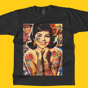 Camiseta Chica Tatuada al Estilo Antiguo
