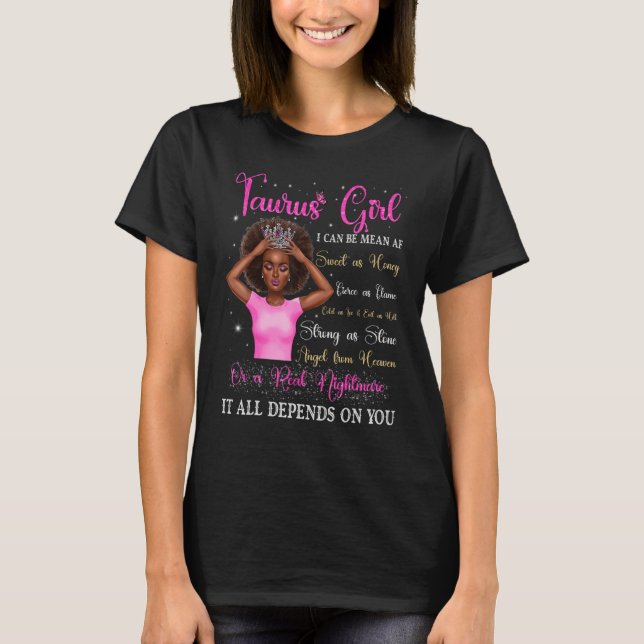Camiseta Chica Taurus Reina negra Zodiac Cumpleaños Mujeres (Anverso)