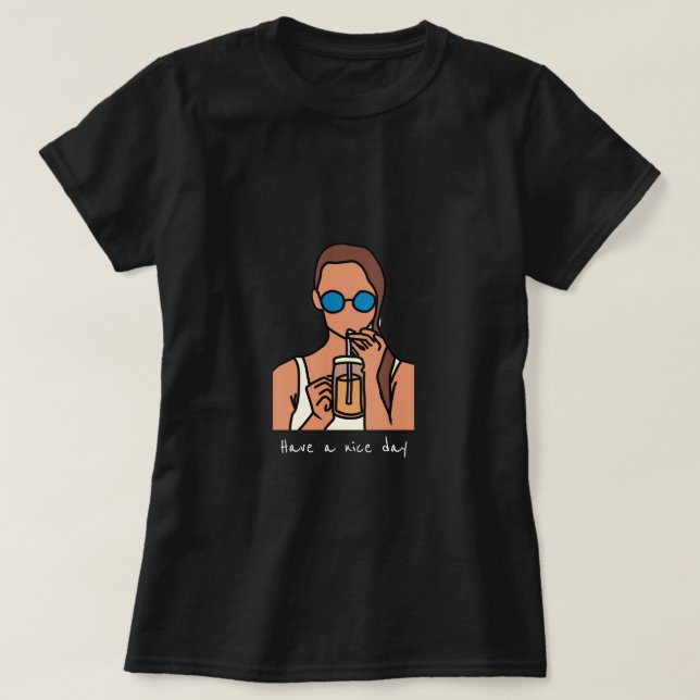 Camiseta Chica tomando té de burbuja adolescente moderno (Diseño del anverso)