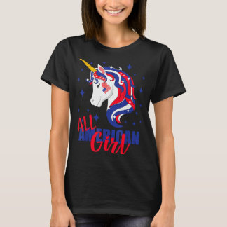 Camiseta Chica totalmente americana bandera de EE. UU. 4 de