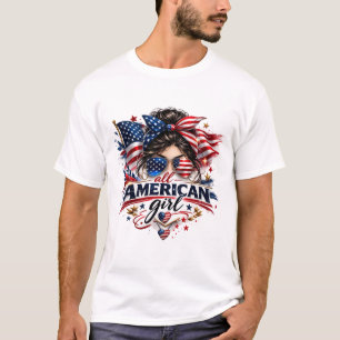 Camiseta Chica totalmente americana – Diseño de bandera est