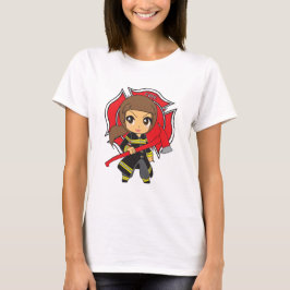 Camiseta Chica trigueno del bombero de Kawaii -