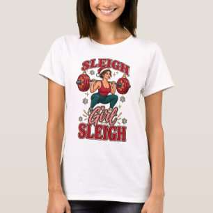 Camiseta Chica Trineo Levantamiento de Pesas de Navidad