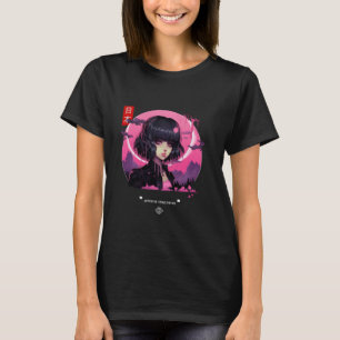 Camiseta Chica triste estético japonés de vaporwave morado 