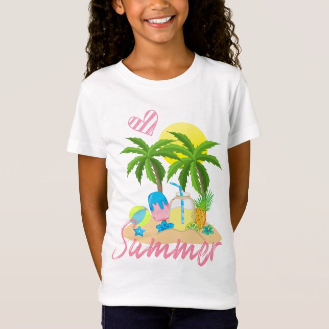 Camiseta Chica tropical de la playa del amor del verano del (Anverso)