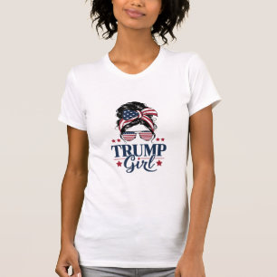 Camiseta Chica Trump Moño Desordenado Trump 2024 Elección A