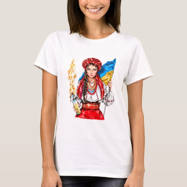 Camiseta Chica ucraniano lucha por la libertad (Anverso)
