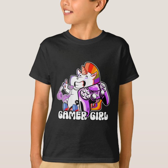 Camiseta Chica Unicorn Gaming Cute videojuego Lover Guay (Anverso)