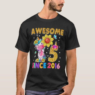 Camiseta chica Unicornio De 5 Años De Edad Impresionante
