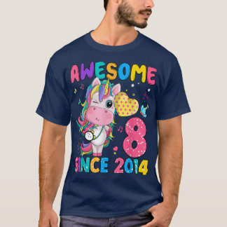 Camiseta chica unicornio de 8 años de edad asombrosa
