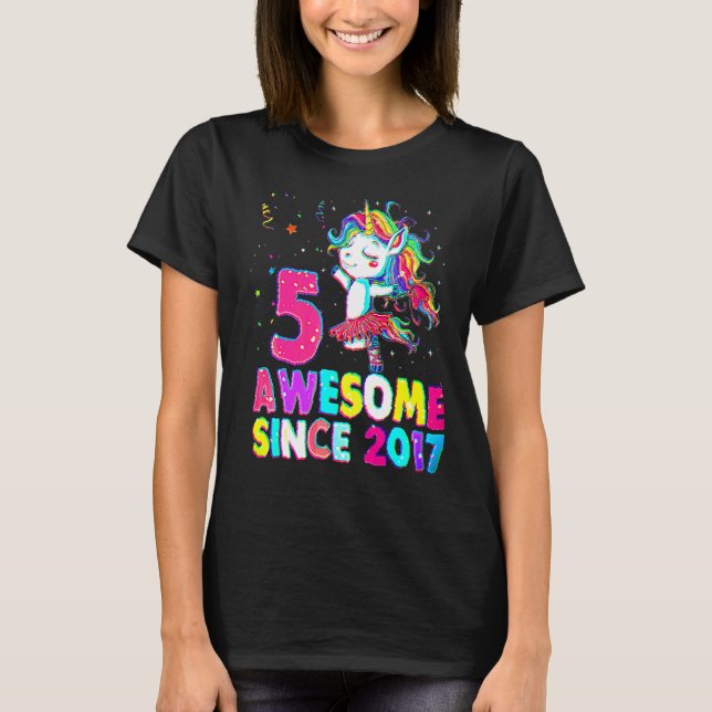 Camiseta chica Unicornio de ballet de 5 años de edad desde  (Anverso)