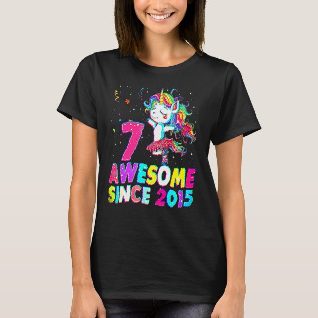 Camiseta chica Unicornio de Ballet de cumpleaños de 7 años  (Anverso)