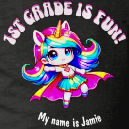 Camiseta chica unicornio de primer grado de anime cita rosa