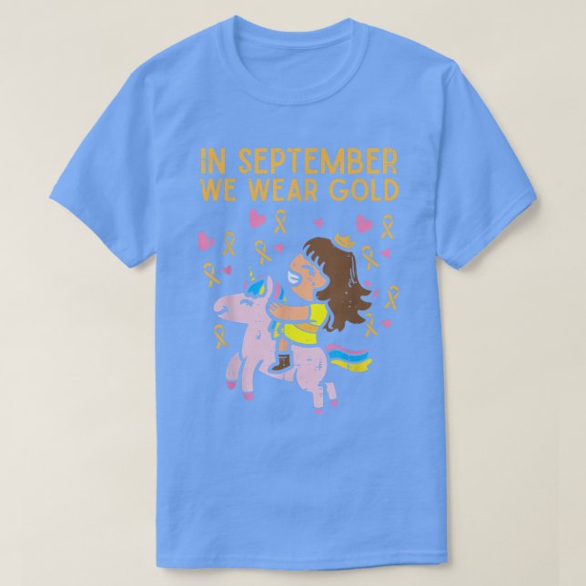 Camiseta Chica Unicornio septiembre usa cáncer infantil de  (Diseño del anverso)