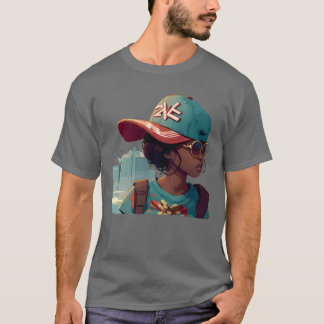 Camiseta Chica urbana con gafas de sol vintage