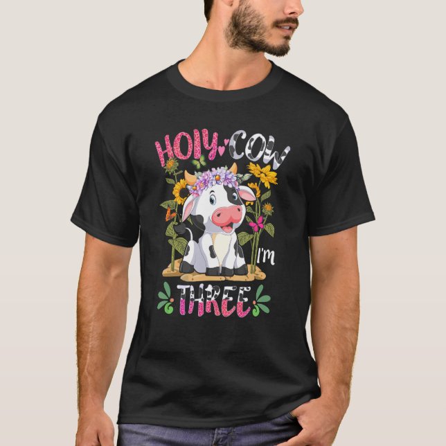 Camiseta Chica Vaca Santa Tengo 3 Años y 3 Años (Anverso)