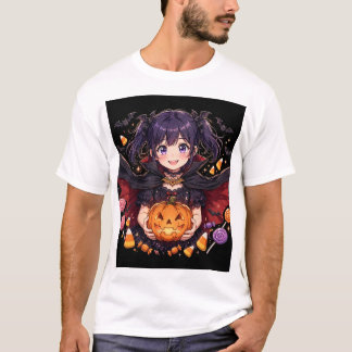 Camiseta Chica vampiro anime arte gótico de Halloween