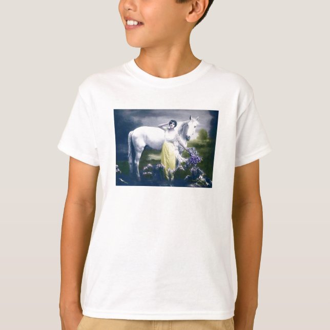 Camiseta chica victoriano con caballo blanco (Anverso)