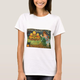 Camiseta Chica Vintage de Halloween con calabazas