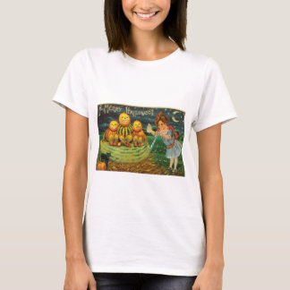 Camiseta Chica Vintage de Halloween con calabazas