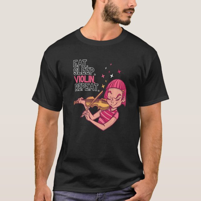 Camiseta Chica Violin Comer Suspensión Violín Repetir (Anverso)