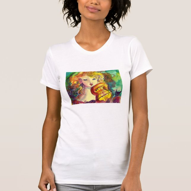 Camiseta Chica VIOLINISTA, VIOLÍN Y CAT (Anverso)