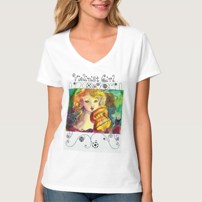 Camiseta Chica VIOLINISTA, VIOLÍN Y CAT (Anverso)