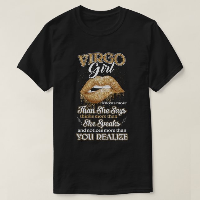 Camiseta Chica Virgo Sabe Más De Lo Que Dice Agosto Septiem (Diseño del anverso)