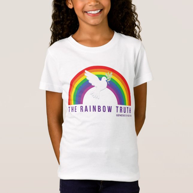 Camiseta Chica White T-Shirt Rainbow Truth con Dove (Anverso)