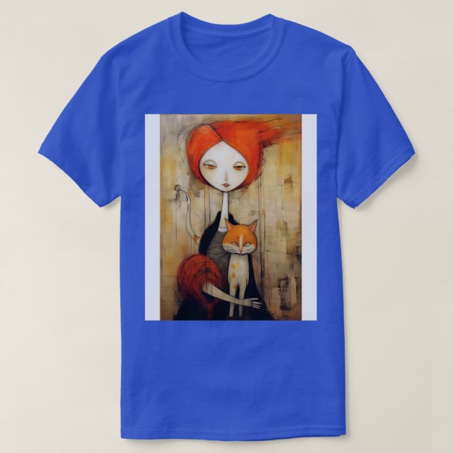 Camiseta Chica y gato (Diseño del anverso)