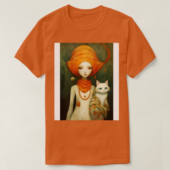 Camiseta Chica y gato 6 (Diseño del anverso)
