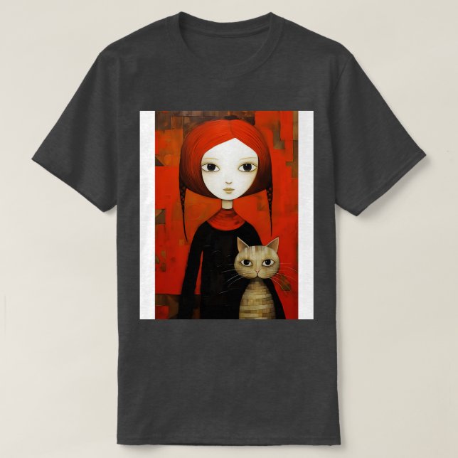 Camiseta Chica y gato 7 (Diseño del anverso)