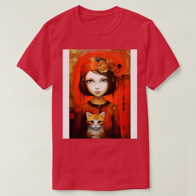 Camiseta Chica y gato 8 (Diseño del anverso)