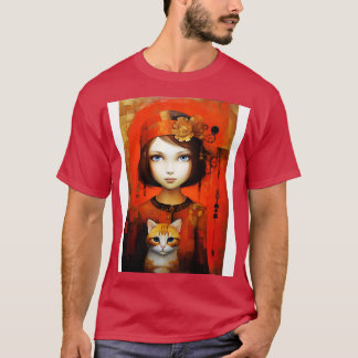 Camiseta Chica y gato 8