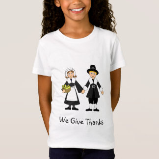 Camiseta Chica y niño del peregrino del día de gracias