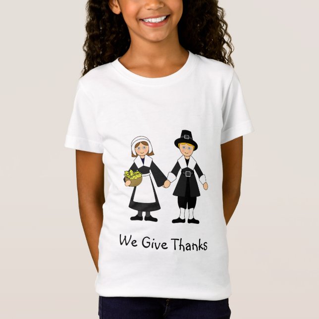 Camiseta Chica y niño del peregrino del día de gracias (Anverso)