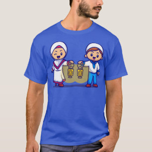 Camiseta Chica Y Niño Moslem Traen Lámpara Linterna Cartoto