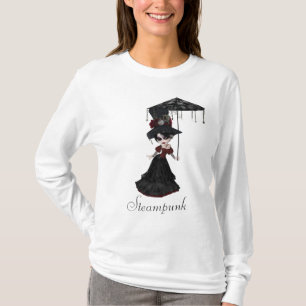 Camiseta Chica y parasol lindos del gótico de Steampunk de
