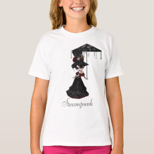 Camiseta Chica y parasol lindos del gótico de Steampunk del