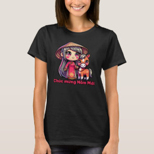 Camiseta Chica y serpiente vietnamita de Año Nuevo