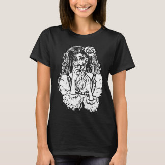 Camiseta Chica zombie comiendo corazón gótico victoriano pu